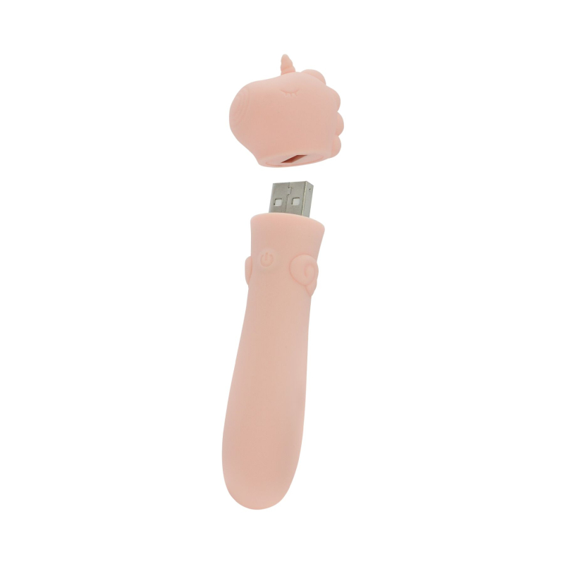 Виброкуля-единорог для клитора - Unihorn USB Bullet Heart Throb, телесного цвета, 10 режимов