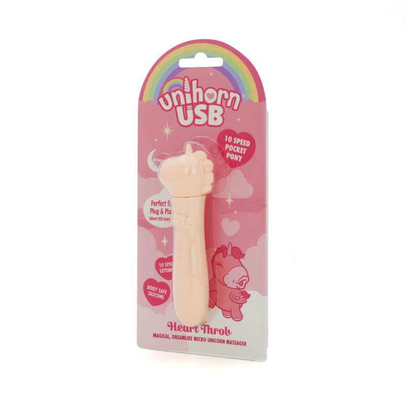 Виброкуля-единорог для клитора - Unihorn USB Bullet Heart Throb, телесного цвета, 10 режимов