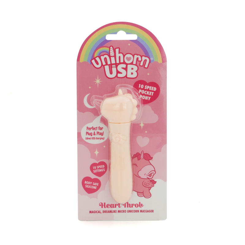 Виброкуля-единорог для клитора - Unihorn USB Bullet Heart Throb, телесного цвета, 10 режимов