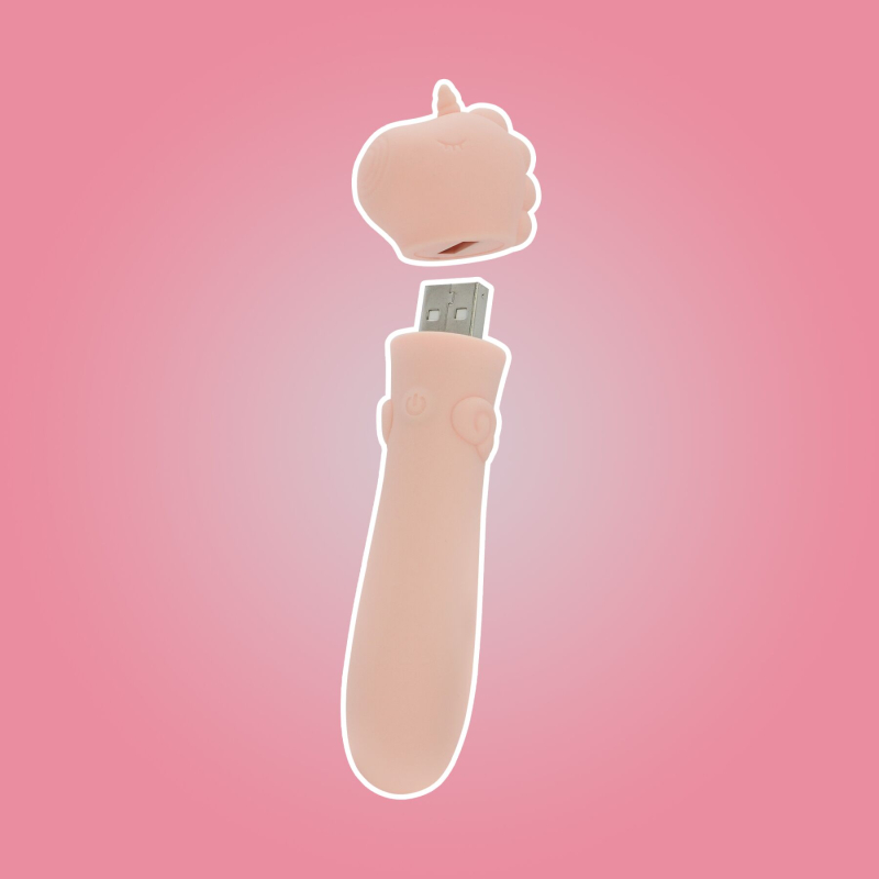 Виброкуля-единорог для клитора - Unihorn USB Bullet Heart Throb, телесного цвета, 10 режимов