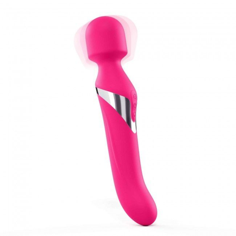 Вібромасажер 2в1 – Dorcel Dual Orgasms Magenta – голівка обертається на 360°, перлинний масаж