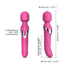 Вібромасажер 2в1 – Dorcel Dual Orgasms Magenta – голівка обертається на 360°, перлинний масаж