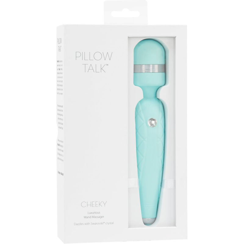 Вібромасажер з кристалом Swarovsky – PILLOW TALK Cheeky Teal – плавне підвищення потужності, гнучка голівка