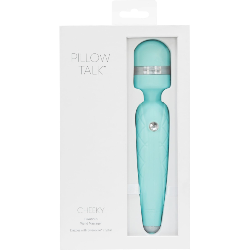 Вібромасажер з кристалом Swarovsky – PILLOW TALK Cheeky Teal – плавне підвищення потужності, гнучка голівка