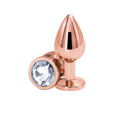 Анальна пробка NS Novelties Rear Assets Medium з прозорою гранованою вставкою, Rose Gold