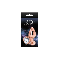 Анальна пробка з декором у формі серця – NS Novelties Rear Assets Rose Gold Heart, розмір Medium, кольору рожевого золота, з прозорим кристалом