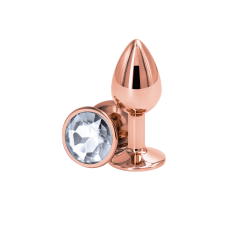 Анальна пробка з кристалічною основою у відтінку рожевого золота – NS Novelties Rear Assets Rose Gold Small Clear, 4,5 см