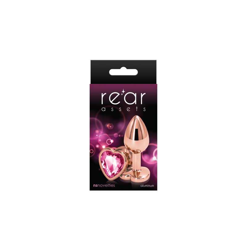 Анальная пробка с основанием в форме сердца – NS Novelties Rear Assets Rose Gold Heart Small Pink, 7 см