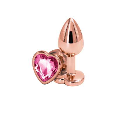 Анальная пробка с основанием в форме сердца – NS Novelties Rear Assets Rose Gold Heart Small Pink, 7 см