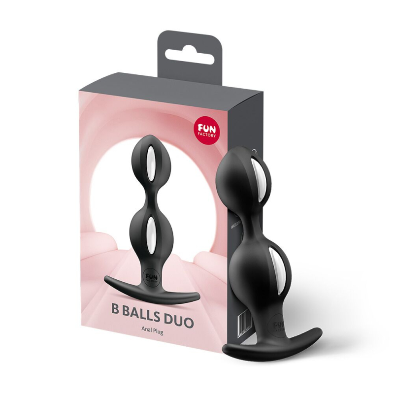 Анальные шарики с эффектом вибрации – Fun Factory B BALLS DUO, черного цвета, диаметр 3.2 и 3.6 см