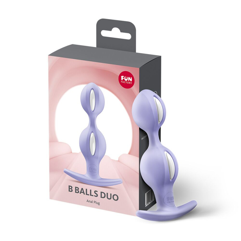 Анальные шарики с эффектом вибрации – Fun Factory B BALLS DUO, фиолетового цвета, диаметр 3.2 и 3.6 см