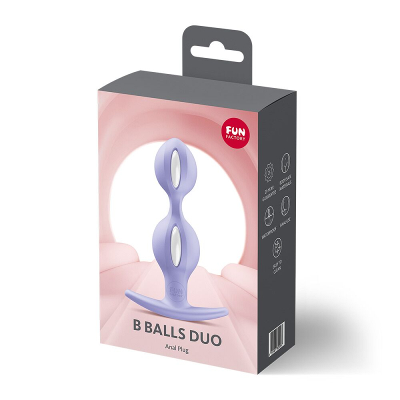 Анальные шарики с эффектом вибрации – Fun Factory B BALLS DUO, фиолетового цвета, диаметр 3.2 и 3.6 см