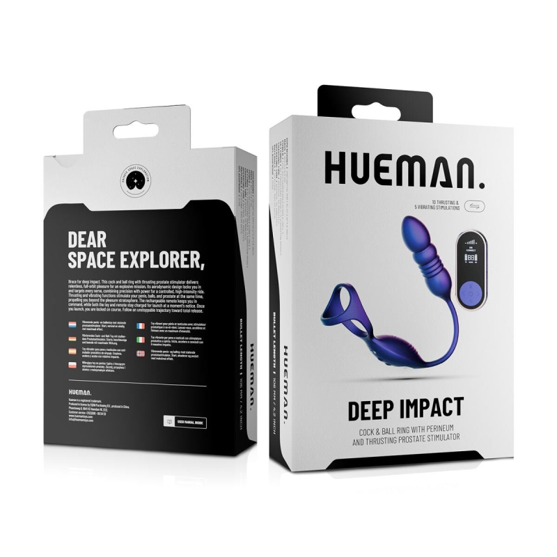 Анальний стимулятор з ерекційним кільцем – Hueman Deep Impact, з пульсацією та масажем промежини