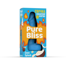 Ароматная свеча в форме пениса – Pure Bliss Coco Splash, 18 см, синего цвета, с ароматом кокосового молока