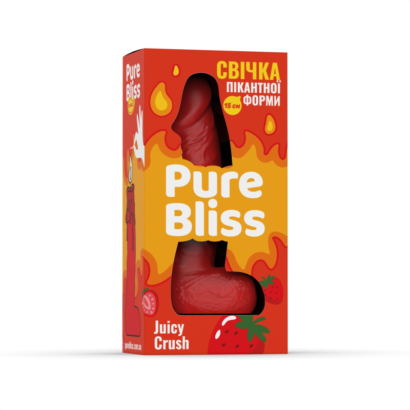 Ароматная свеча в форме пениса – Pure Bliss Juicy Crush, 15 см, красного цвета, с насыщенным ягодным ароматом