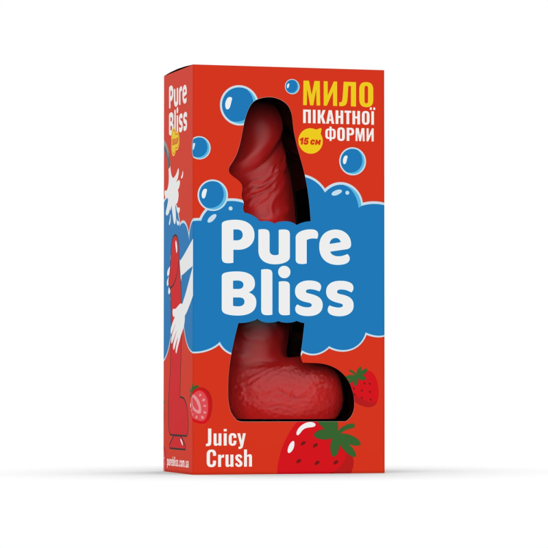 Ароматное мыло в форме пениса – Pure Bliss Juicy Crush, 15 см, красного цвета, с насыщенным ягодным ароматом