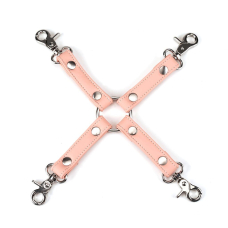 Бондажна хрестовина для фіксації – Liebe Seele Dark Candy Pink Hogtie, з кільцем і 4 карабінами