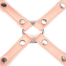Бондажна хрестовина для фіксації – Liebe Seele Dark Candy Pink Hogtie, з кільцем і 4 карабінами