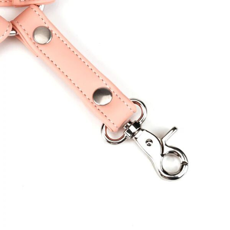 Бондажна хрестовина для фіксації – Liebe Seele Dark Candy Pink Hogtie, з кільцем і 4 карабінами