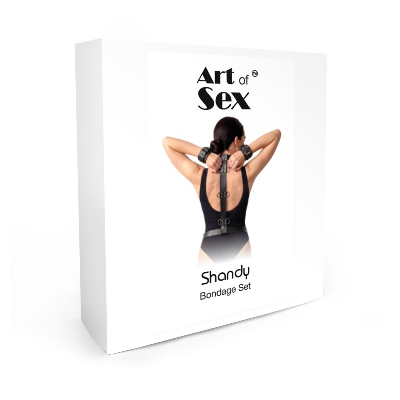 Бондажний набір з екошкіри Art of Sex Shandy L–2XL, чорного кольору