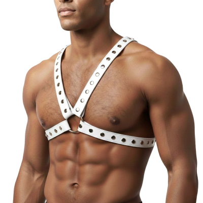 Чоловіча портупея з екошкіри – Art of Sex Spartacus, розмір L–2XL, білого кольору