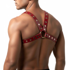 Чоловіча портупея з екошкіри – Art of Sex Spartacus, розмір L–2XL, червоного кольору