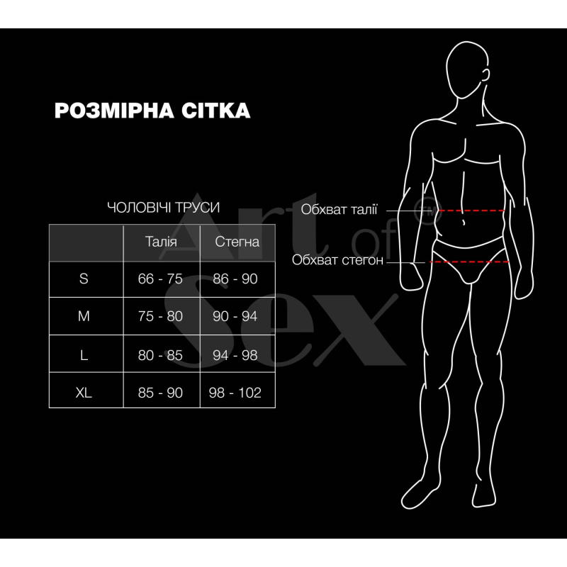 Чоловічі труси з сюрпризом – Art of Sex Gladiator, розмір M, чорного кольору з ефектом мокрого оксамиту