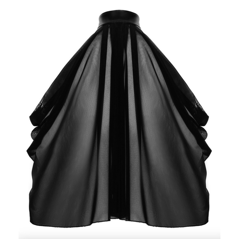 Черное прозрачное болеро из тюля асимметричного кроя – Noir Handmade F349, размер S