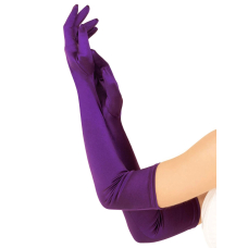 Длинные атласные перчатки – Leg Avenue Extra Long Satin Gloves, универсального размера, фиолетового цвета