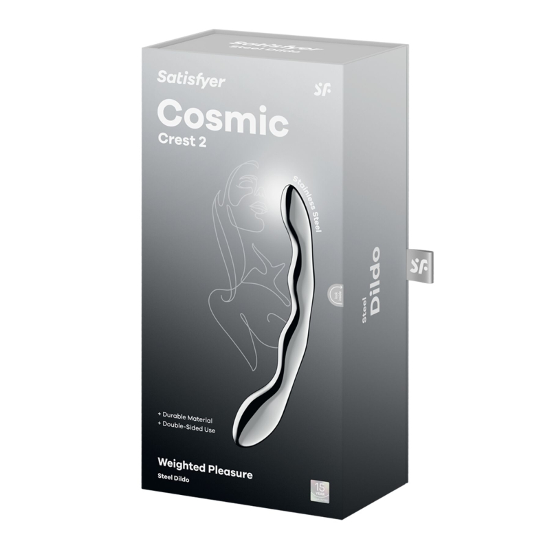 Двусторонний металлический дилдо – Satisfyer Cosmic Crest 2, подходит для нагрева и охлаждения