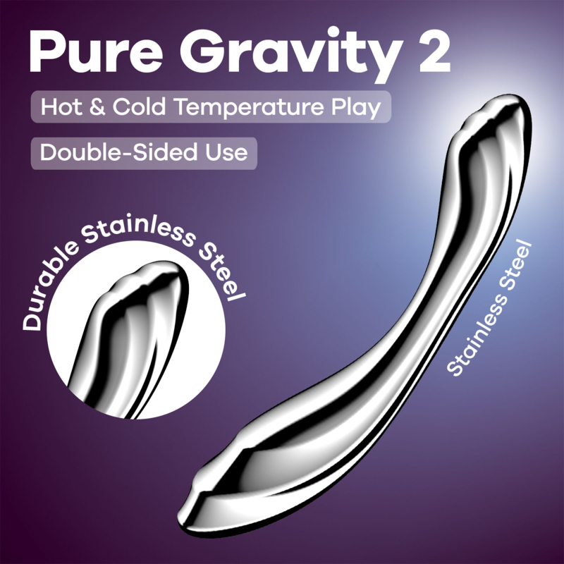 Двосторонній металевий дилдо – Satisfyer Pure Gravity 2, підходить для нагрівання та охолодження, дуже важкий
