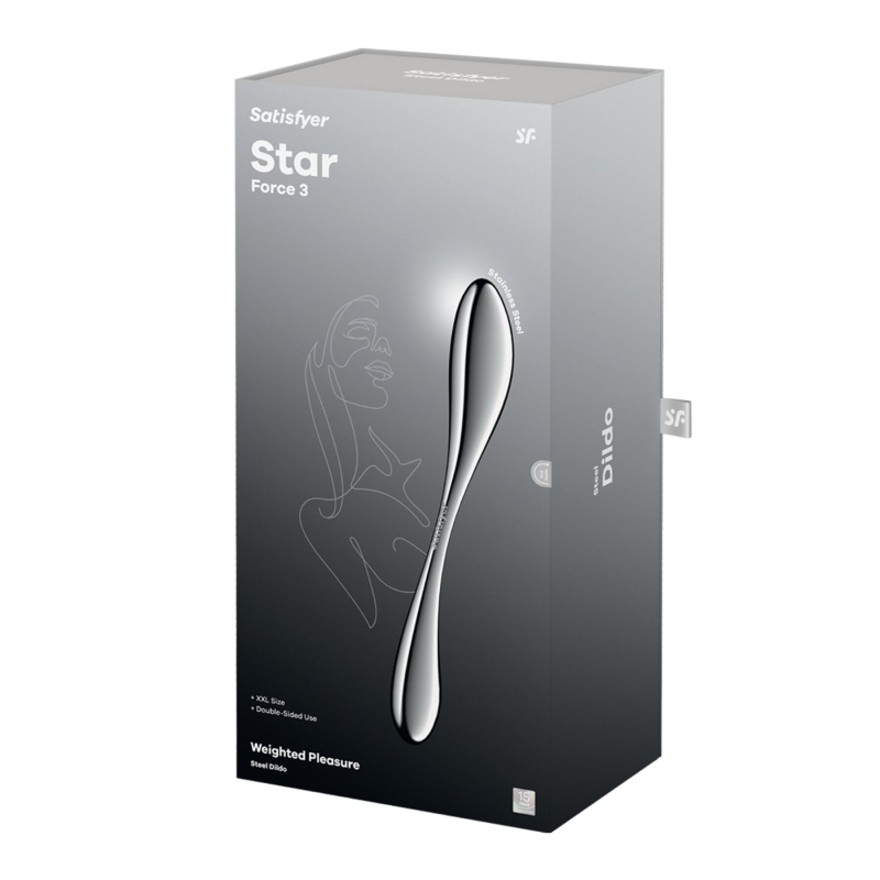 Двусторонний металлический дилдо – Satisfyer Star Force 3, подходит для нагрева и охлаждения, очень тяжелый