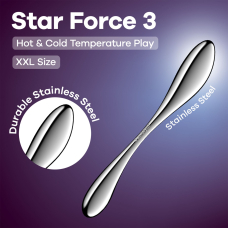 Двусторонний металлический дилдо – Satisfyer Star Force 3, подходит для нагрева и охлаждения, очень тяжелый
