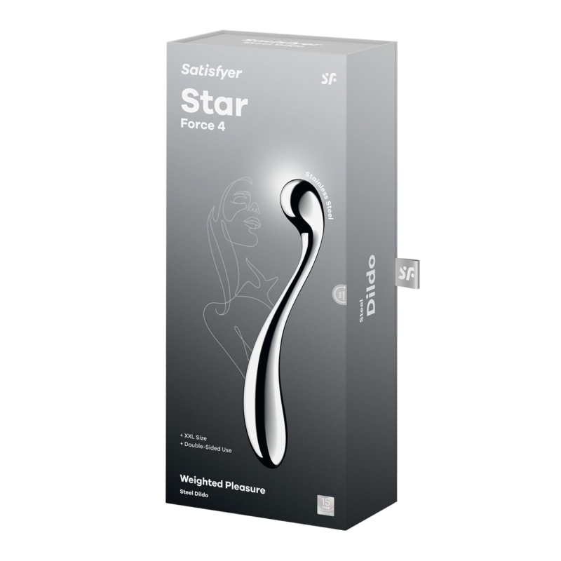 Двусторонний металлический дилдо – Satisfyer Star Force 4, подходит для нагрева и охлаждения, очень тяжелый