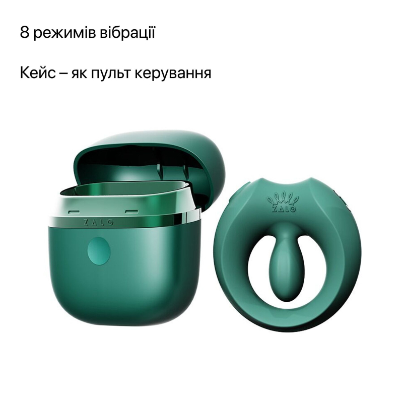 Умное виброкольцо для эрекции – Zalo Apis, бирюзово-зеленое, зарядный кейс, до 4 часов автономной работы