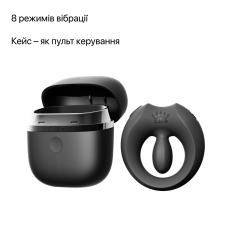 Ерекційне смарт-віброкільце – Zalo Apis, чорного кольору, зарядний кейс, до 4 годин автономної роботи