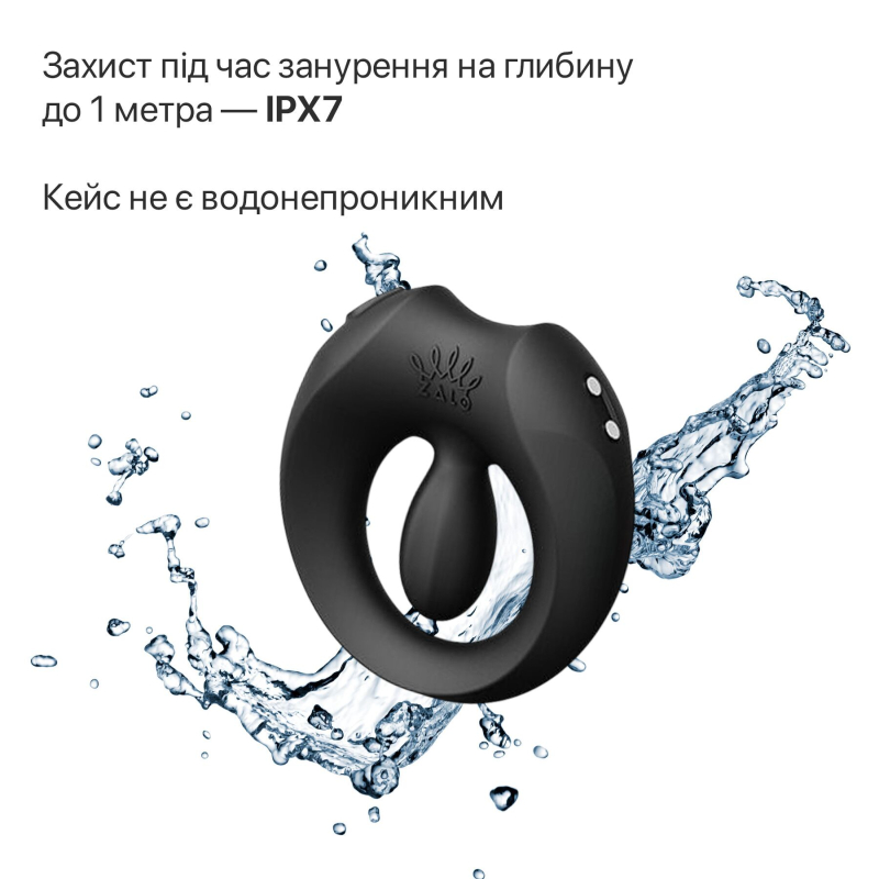 Ерекційне смарт-віброкільце – Zalo Apis, чорного кольору, зарядний кейс, до 4 годин автономної роботи