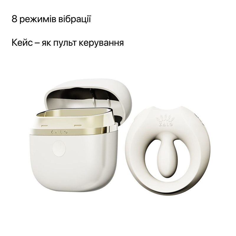Умное виброкольцо для эрекции – Zalo Apis, цвет слоновой кости, зарядный кейс, до 4 часов автономной работы