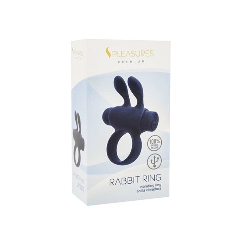Ерекційне віброкільце з вушками – S Pleasures Premium Rabbit Ring, чорного кольору, зі знімною віброкулею
