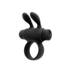 Ерекційне віброкільце з вушками – S Pleasures Premium Rabbit Ring, чорного кольору, зі знімною віброкулею