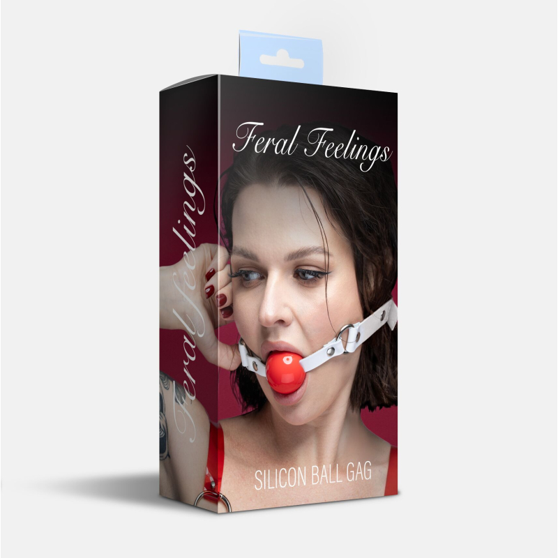 Силиконовый кляп – Feral Feelings Silicon Ball Gag White/Red, белый ремешок, красный шарик