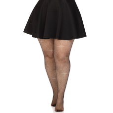 Колготки в дрібну сітку зі стразами – Leg Avenue Rhinestone Micro Net Tights, розмір Plus Size, чорного кольору