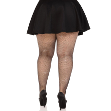 Колготки в дрібну сітку зі стразами – Leg Avenue Rhinestone Micro Net Tights, розмір Plus Size, чорного кольору