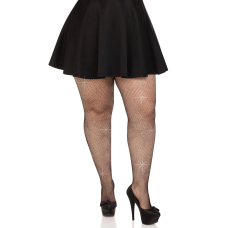 Колготки в дрібну сітку зі стразами – Leg Avenue Rhinestone Micro Net Tights, розмір Plus Size, чорного кольору