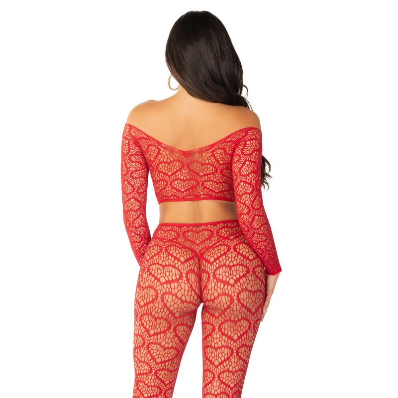 Комплект с топом и леггинсами – Leg Avenue Off The Shoulder, универсального размера, красного цвета, с длинными рукавами