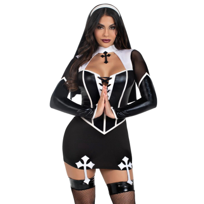Костюм монахини – Leg Avenue Holy Hottie Dress, размер XS