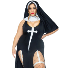 Костюм монашки-грішниці – Leg Avenue Sultry Sinner, розмір 1X–2X, сукня, комір та головний убір