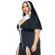 Костюм монашки-грішниці – Leg Avenue Sultry Sinner, розмір 1X–2X, сукня, комір та головний убір
