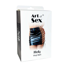 Лакована спідниця на шнурівці – Art of Sex Molly, розмір L–2XL, чорного кольору з голографічним ефектом