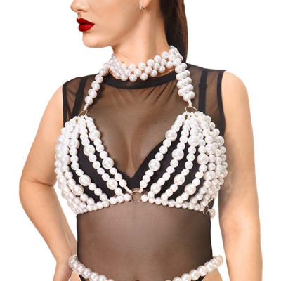 Ліф із перлин – Art of Sex Jasmine, розмір XS–2XL, білого кольору
